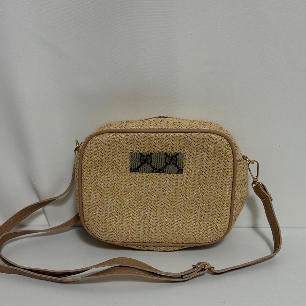 Upcycled Gucci Beige Straw Crossbody Bag